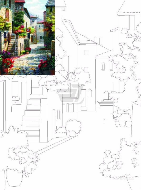 

Полотно на картоні з контуром, Пейзаж №1, 30*40, бавовна, акрил, Етюд