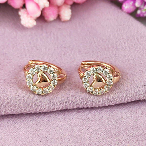 

Серьги кольца детские Xuping Сердечки медицинское золото позолота 18К А/В 1-1261