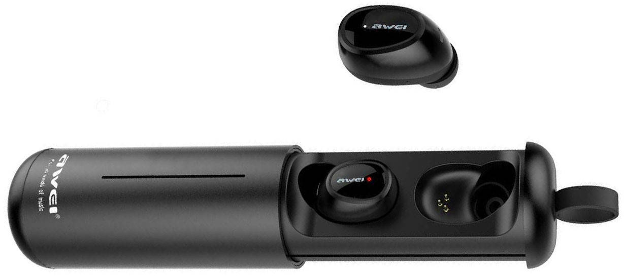 

Bluetooth наушники Awei T5 с зарядным боксом Black (5584), Черный