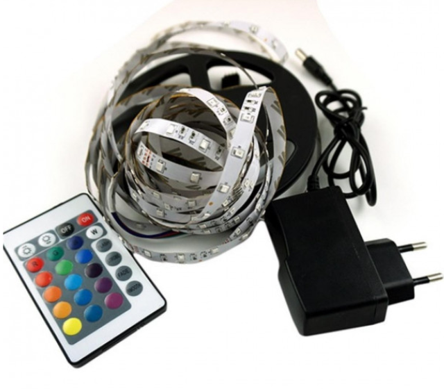 

Светодиодная лента RGB 5050 300 LED 5м комплект с пультом и блоком питания