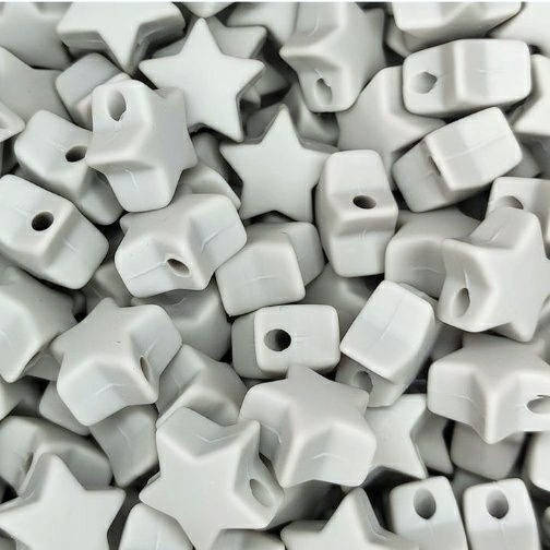 

Звёздочка мини бусина силиконовая Серый светлый