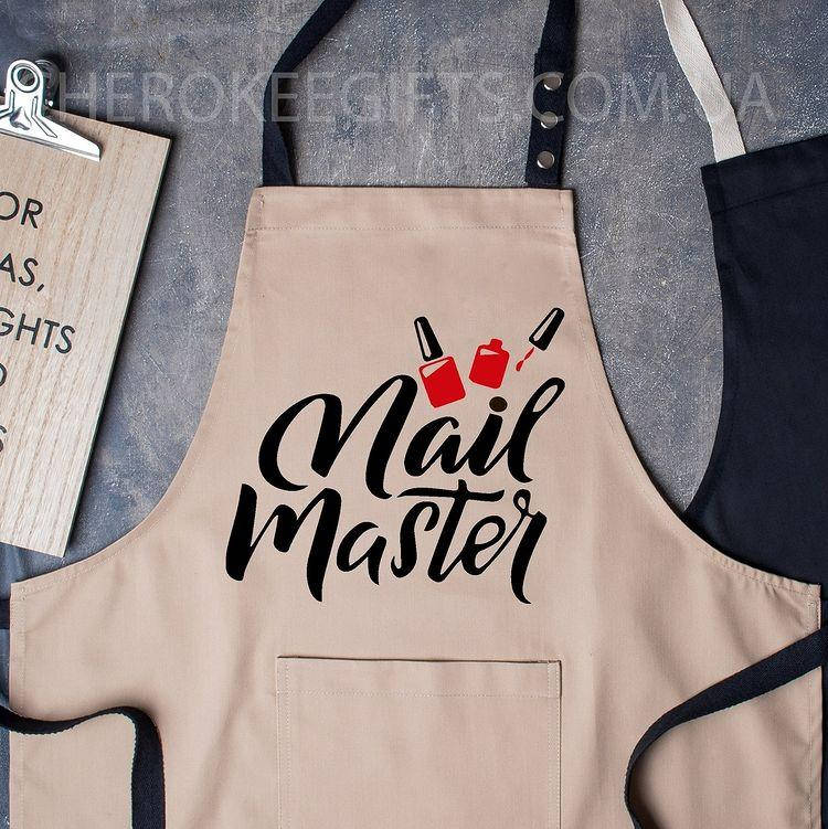 

Фартук для мастеров салона красоты с надписью "Nail master", Черный