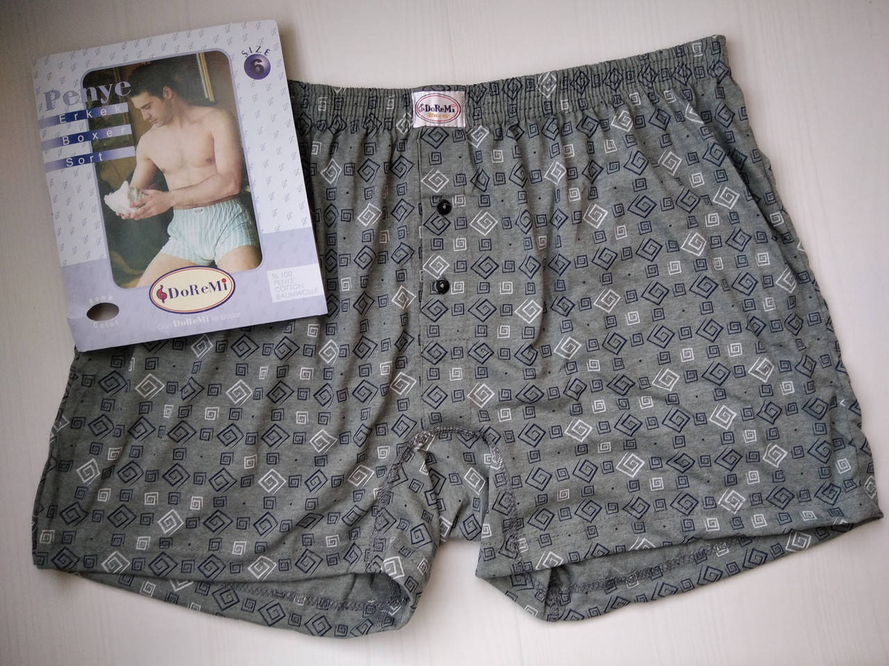 

Трусы мужские семейные шорты DoReMi хлопок Турция серый ромбы квадраты 6 3XL 54