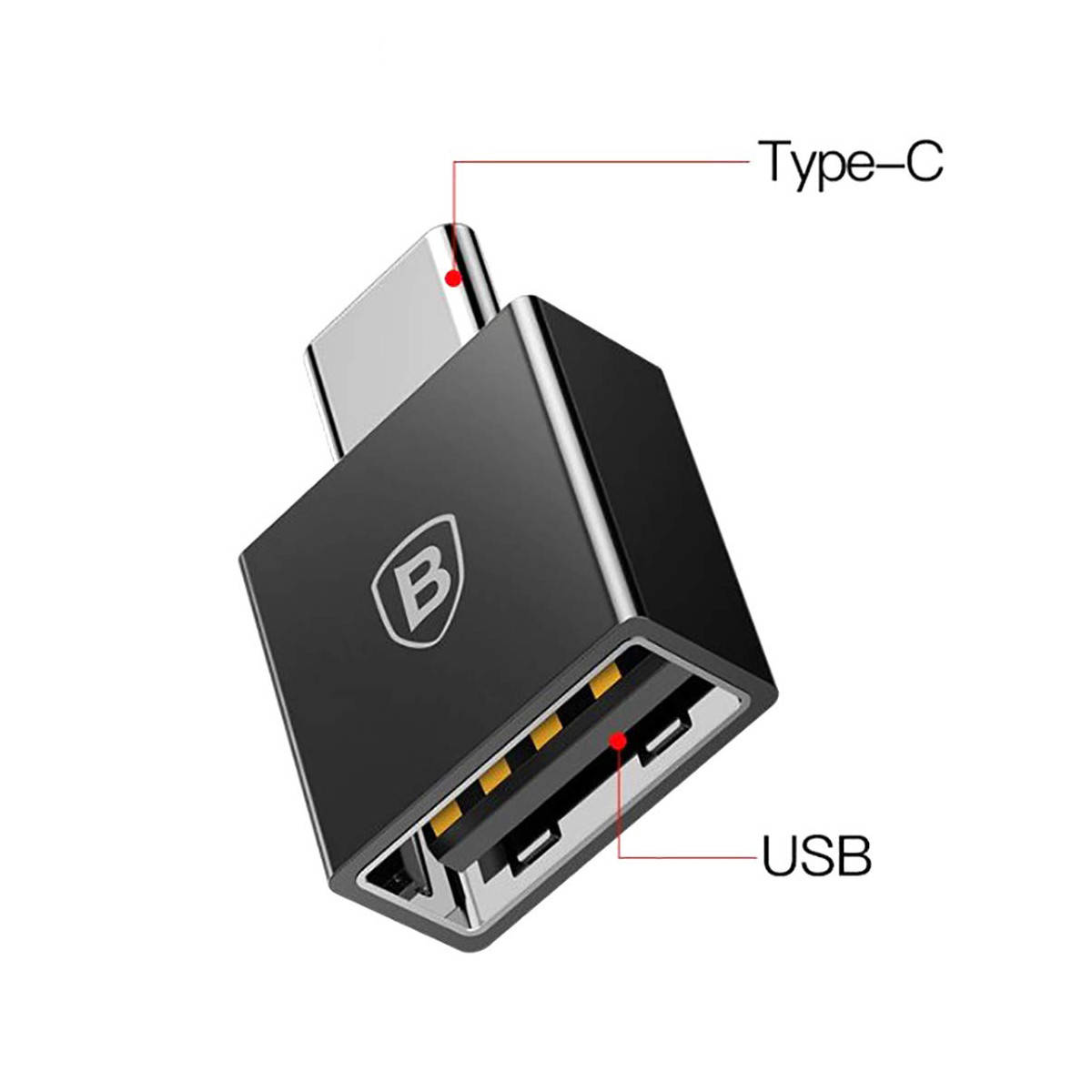

Переходник Baseus Type-C «папа» на USB «мама» (CATJQ-B01), Черный