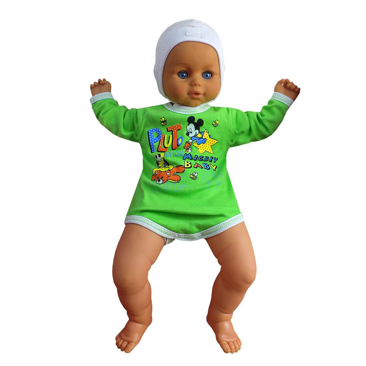 

Детский боди для мальчика с длинным рукавом Плуто интерлок Салатовый