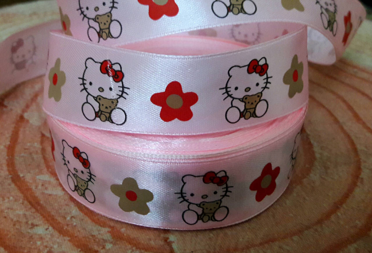 

Лента атласная 2,5см. "Hello Kitty"