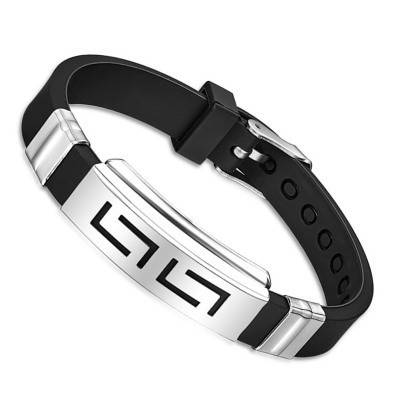 

Каучуковый браслет с абстрактным узором «Electronic» с металлическими вставками (черный)