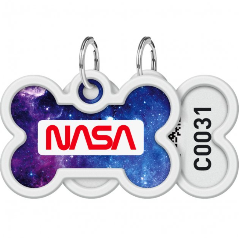 

Адресник для собак и котов металический WAUDOG Smart ID c QR паспортом, "Nasa21" 40х28мм