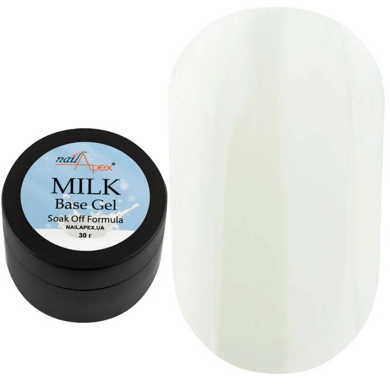 

Nailapex Milk Base Gel Soak Off Formula - молочная камуфлирующая база, 30 мл