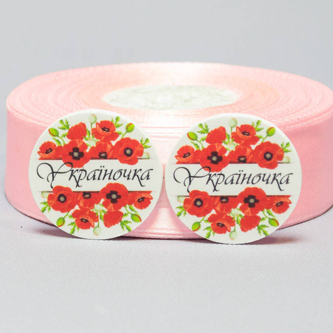 

Кабошон Серединка Круглая Украиночка с маками, Белый