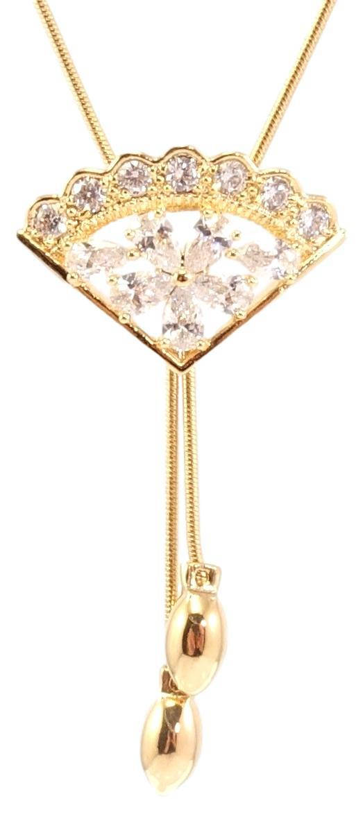 

Бегунок на цепочке Xuping Позолота 18K "Веер с кристальным цветочным узором" длина 52см х 1мм