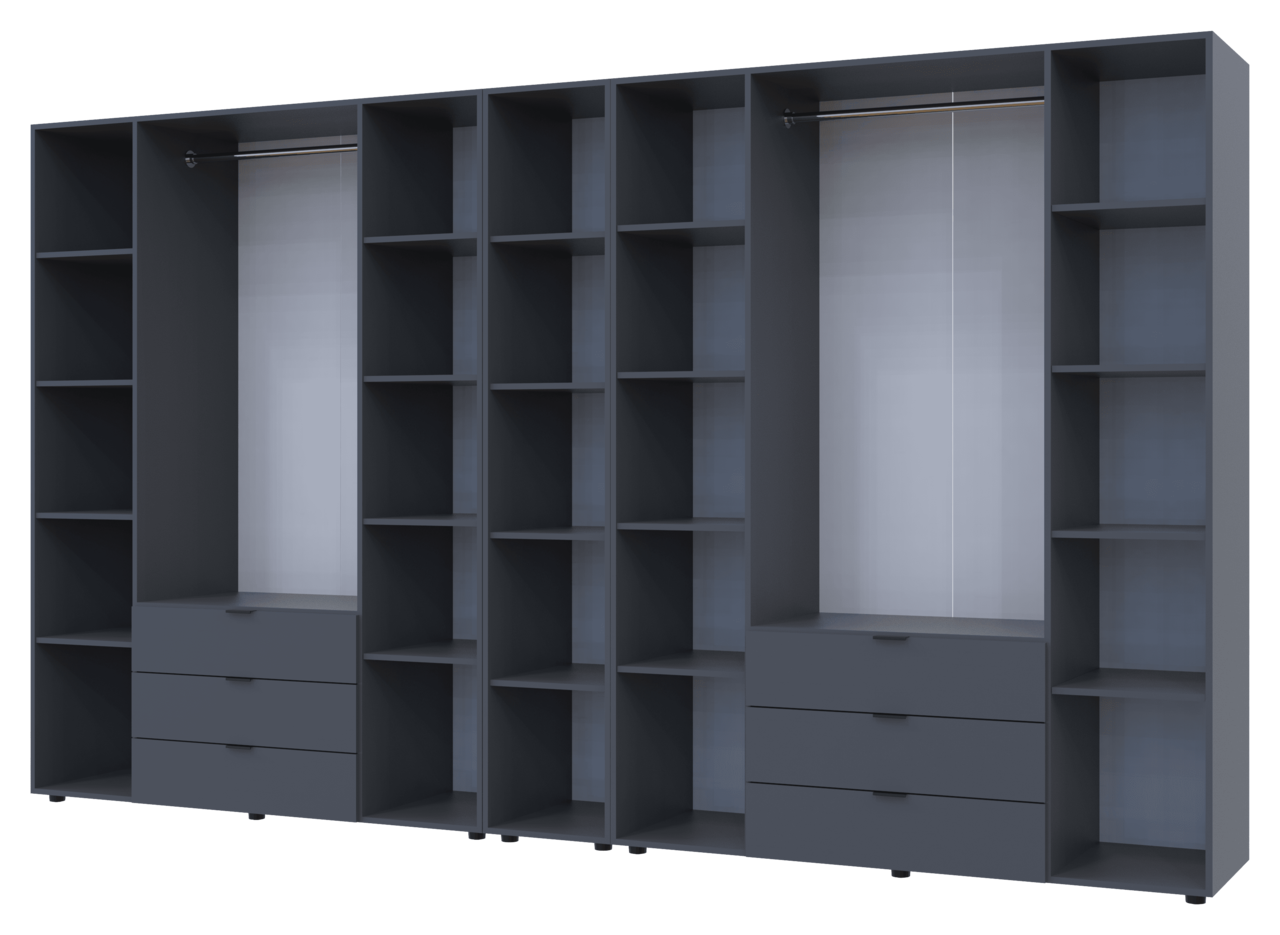 Комплект Doros Гелар з Етажеркою Графіт 4+4 ДСП 348.2х49.5х203.4 (42005065) 2