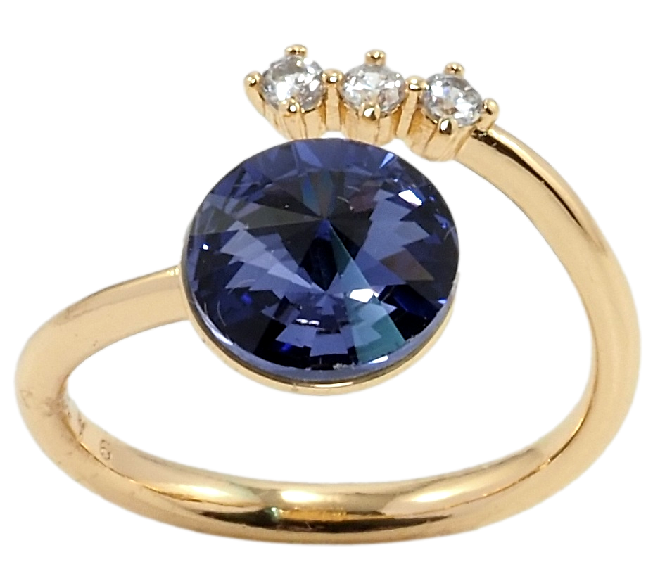 

Кольцо Xuping Позолота 18K с кр-ми Swarovski "Кристалл Cobalt с цирконием" р.16-17