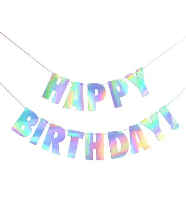 

Гирлянда бумажная Happy birthday, голографическая