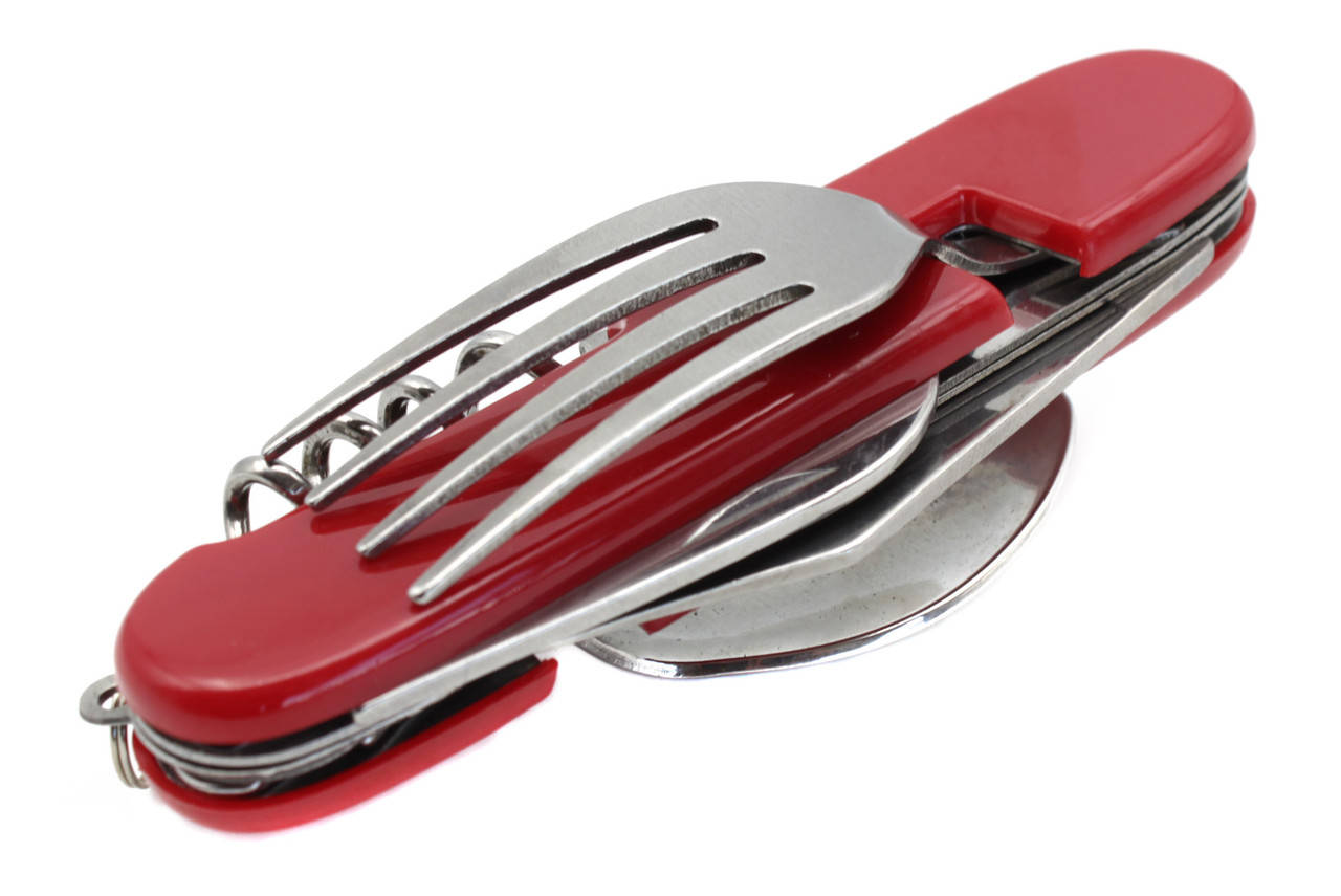 

Туристический столовый прибор, мультитул "6 в 1" D73, Красный
