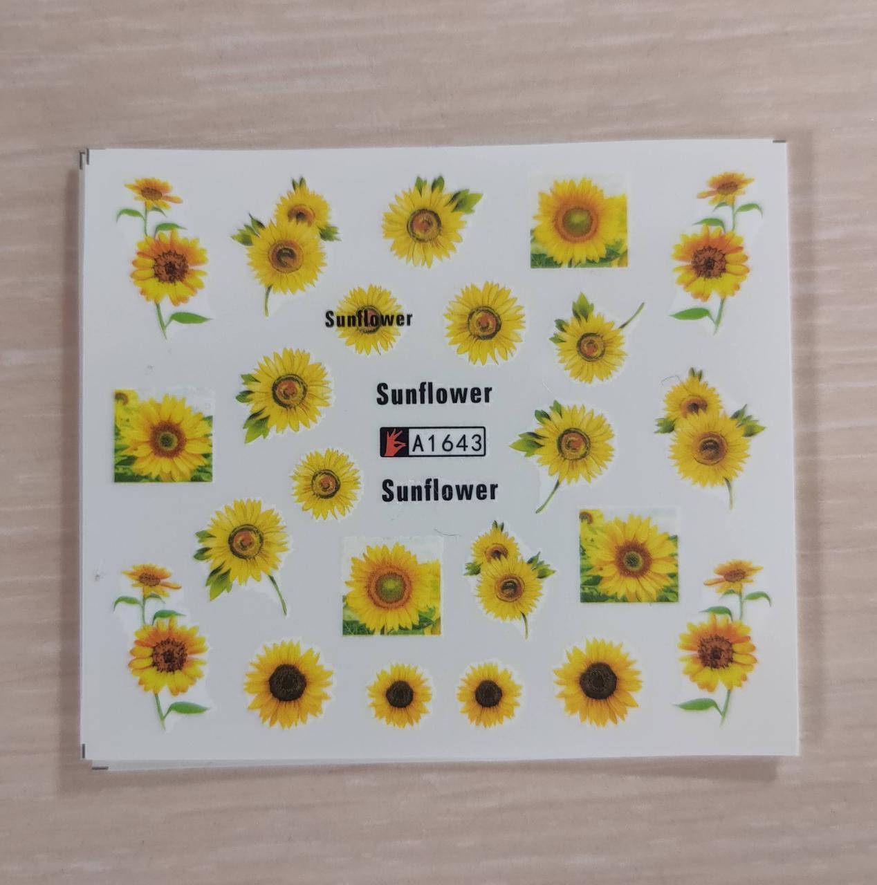 

Летние слайдеры для маникюра Подсолнухи 1643, Разные цвета