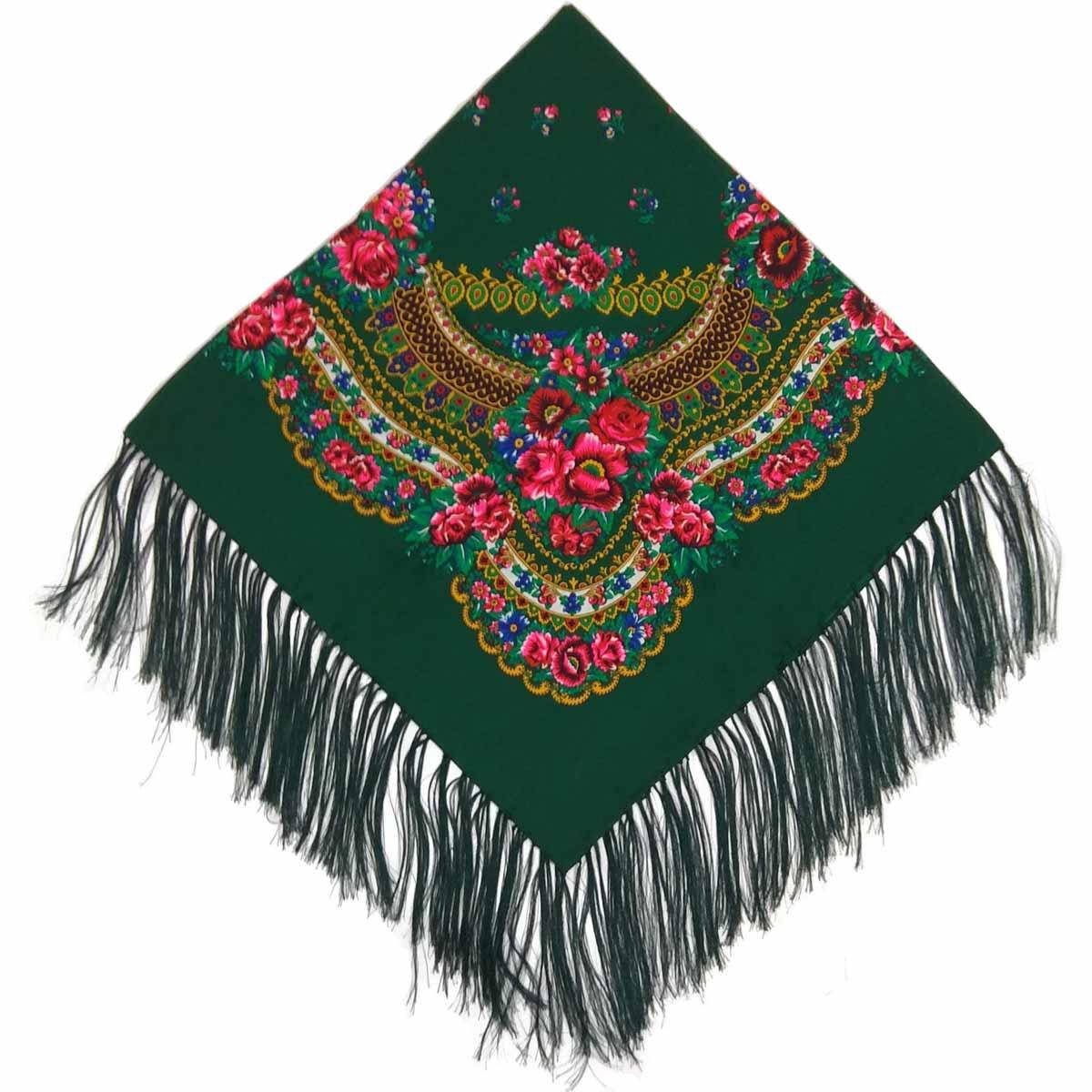 

Українська хустка народна зелена (120х120), Зелёный