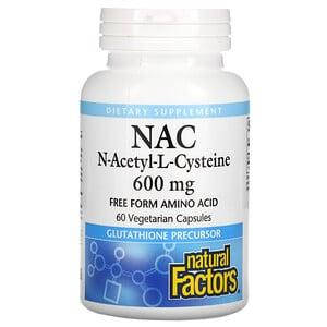 

NAC N-ацетил-L цистеин, Natural Factors, 600 мг, 60 вегетарианских капсул