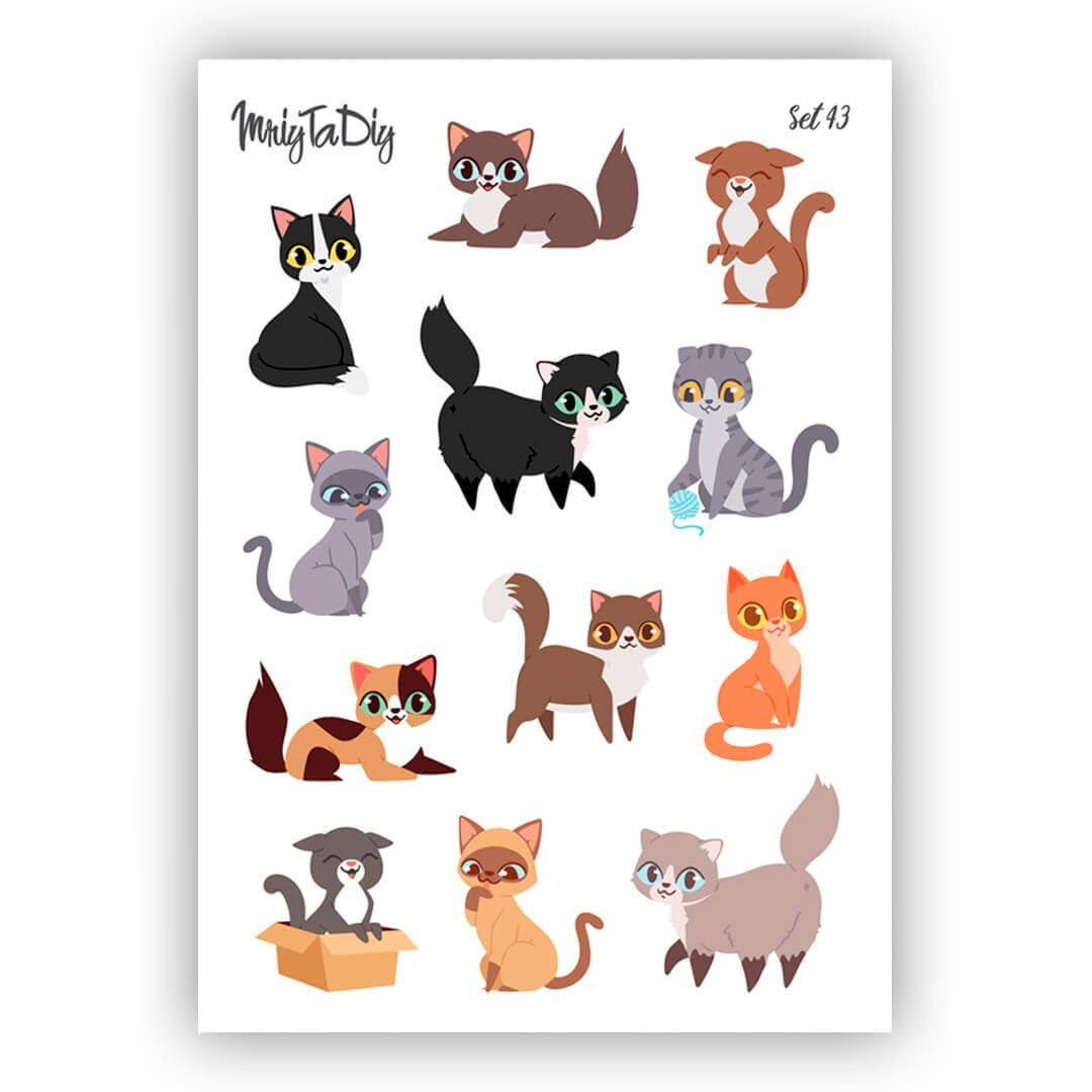 

Сет наклеек №43 MriyTaDiy Коты 10х15 см, Белый