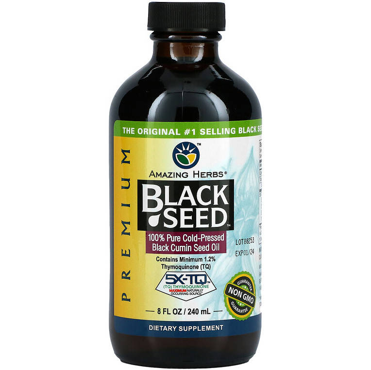 

Масло семян черного тмина Amazing Herbs "Black Seed" холодного отжима (240 мл)