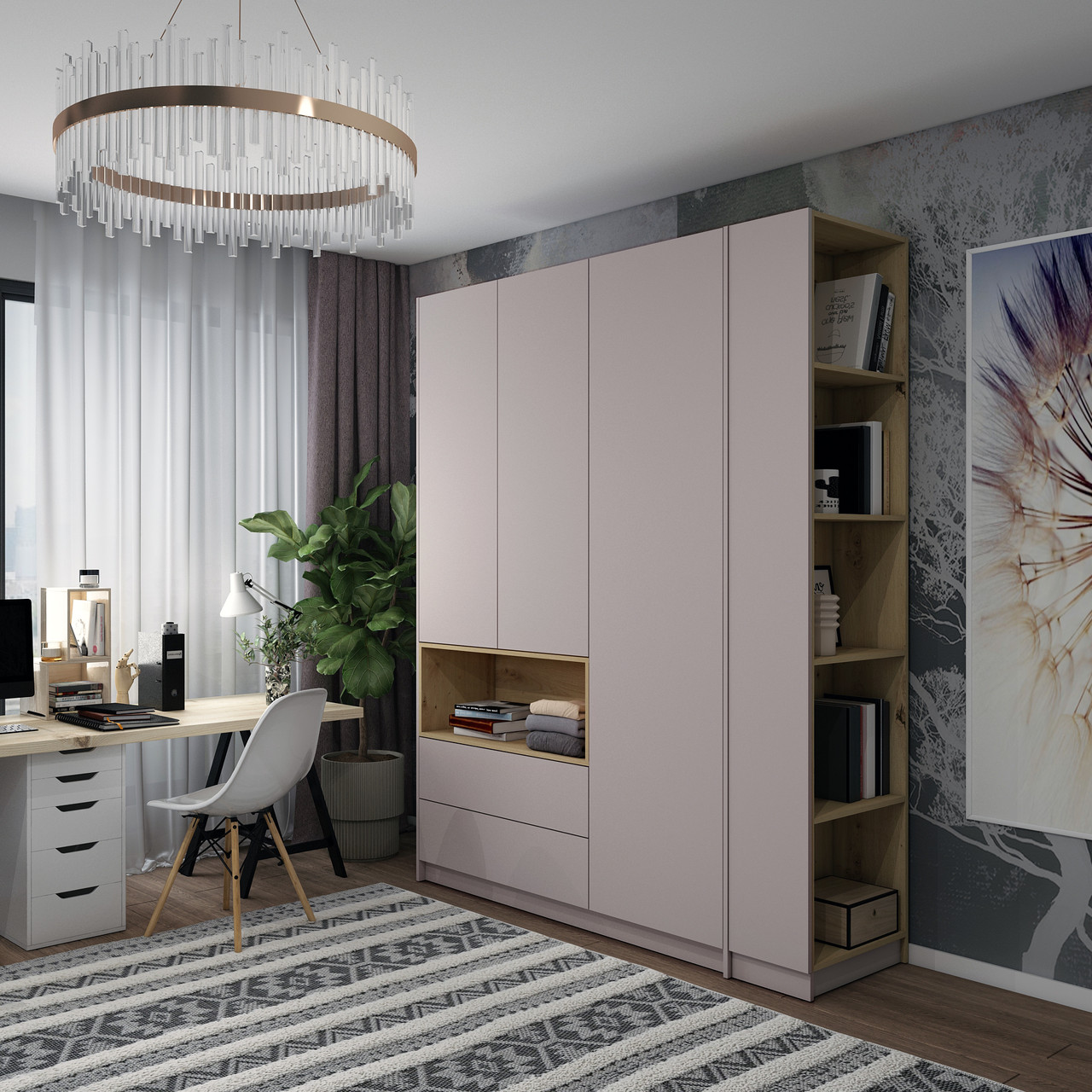 Етажерка до шаф Doros Дейл Кашемір/Дуб Артізан 52х28х220 (41516118) 5