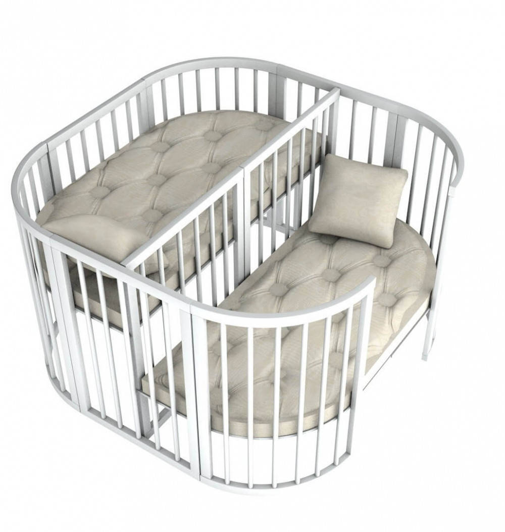 

Детская кроватка для двойни Twins белая 110*110 см