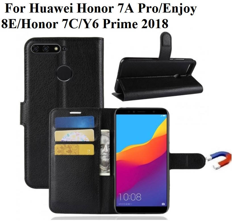 

Чехол книжка Wallet для Huawei Honor 7A Pro/Enjoy 8E/Honor 7C/Y6 Prime 2018, Черный