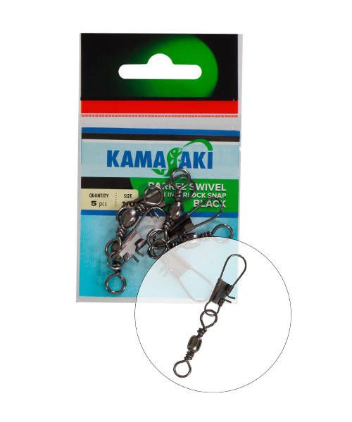 

Карабин с вертлюгом Kamasaki BARREL SWIVEL W/SNAP №12 10шт