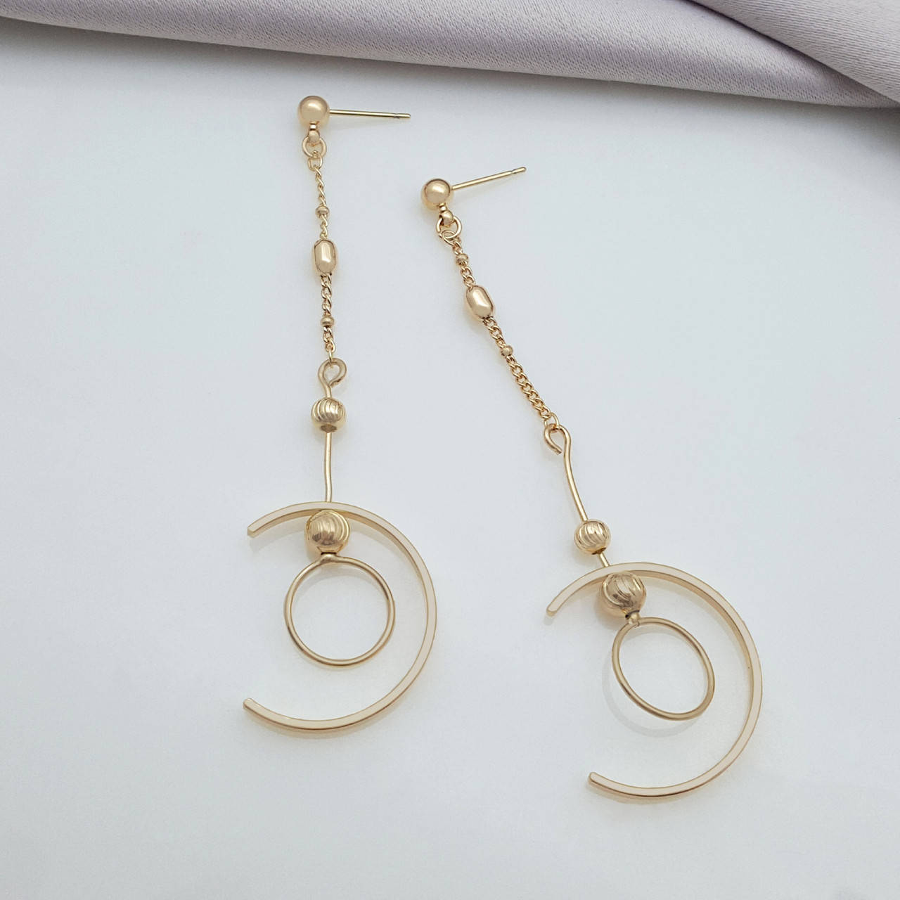 

Серьги гвоздики, подвески Полумесяц, без камней, позолота Xuping, 18К