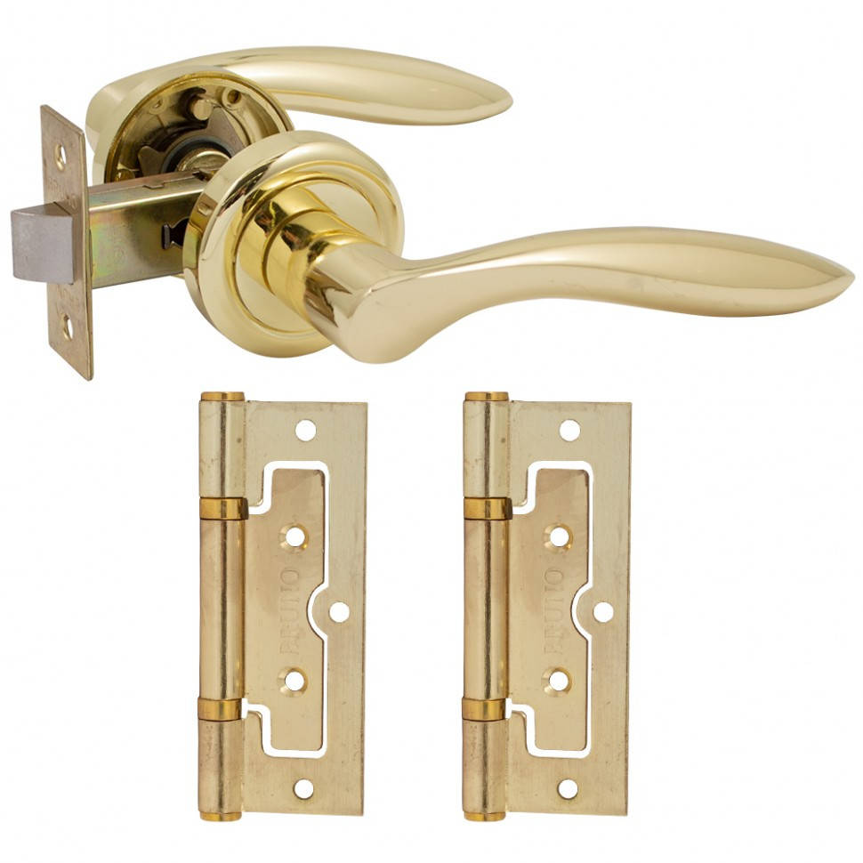 

Комплект SUPER полированная латунь: Ручка Antares CM150 + защелка 6-45 + 2 петли Eurocento (48695)