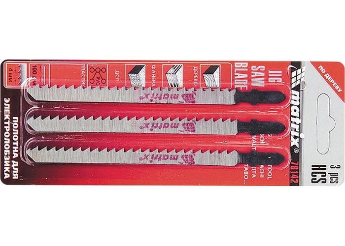 

Набор пилок для электролобзика по дереву, 3 шт., 100 х 4 мм, HCS, EU-хвостовик // MTX 781429