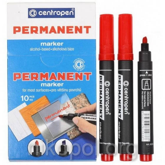 

Маркер перманентный CENTROPEN 8576 красный, толстый (скошенный)