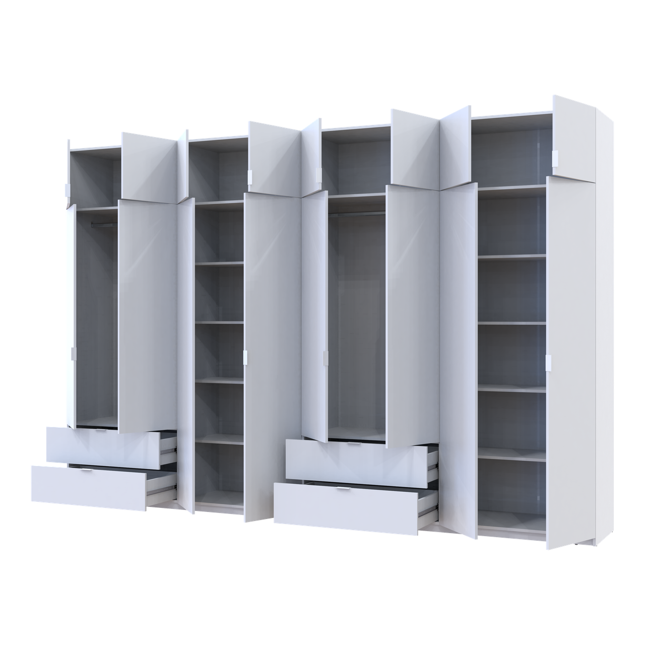 Розпашна Шафа для одягу Doros Лукас Білий 4+4 ДСП 360х50х240 (42005142) 2