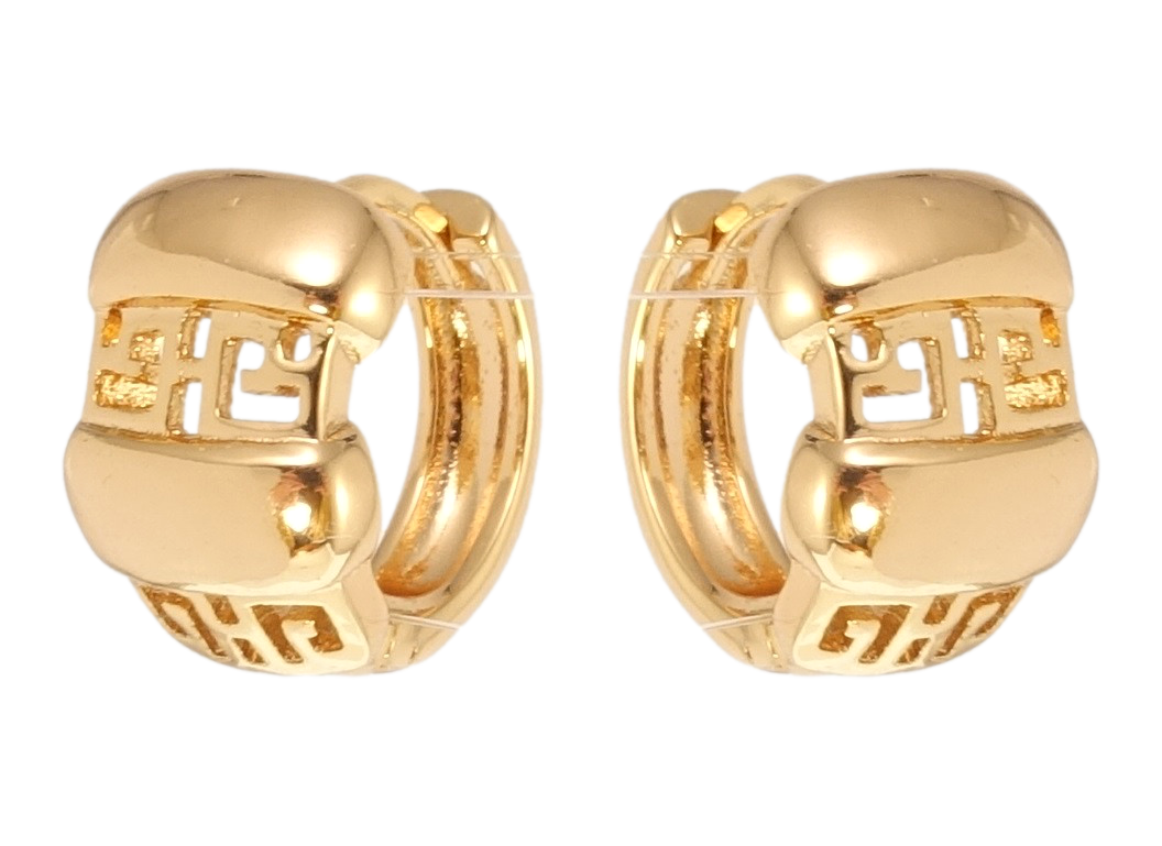 

Серьги Xuping Позолота 18K колечки "Резной орнамент"