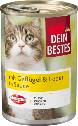 

Мясное рагу для кошек Dein Bestes mit Geflügel & Leber, 400 гр.