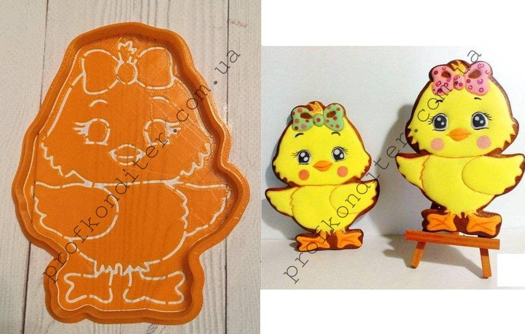 

Набор Пластиковая вырубка + трафарет "Ципленокс бантиком" 13см