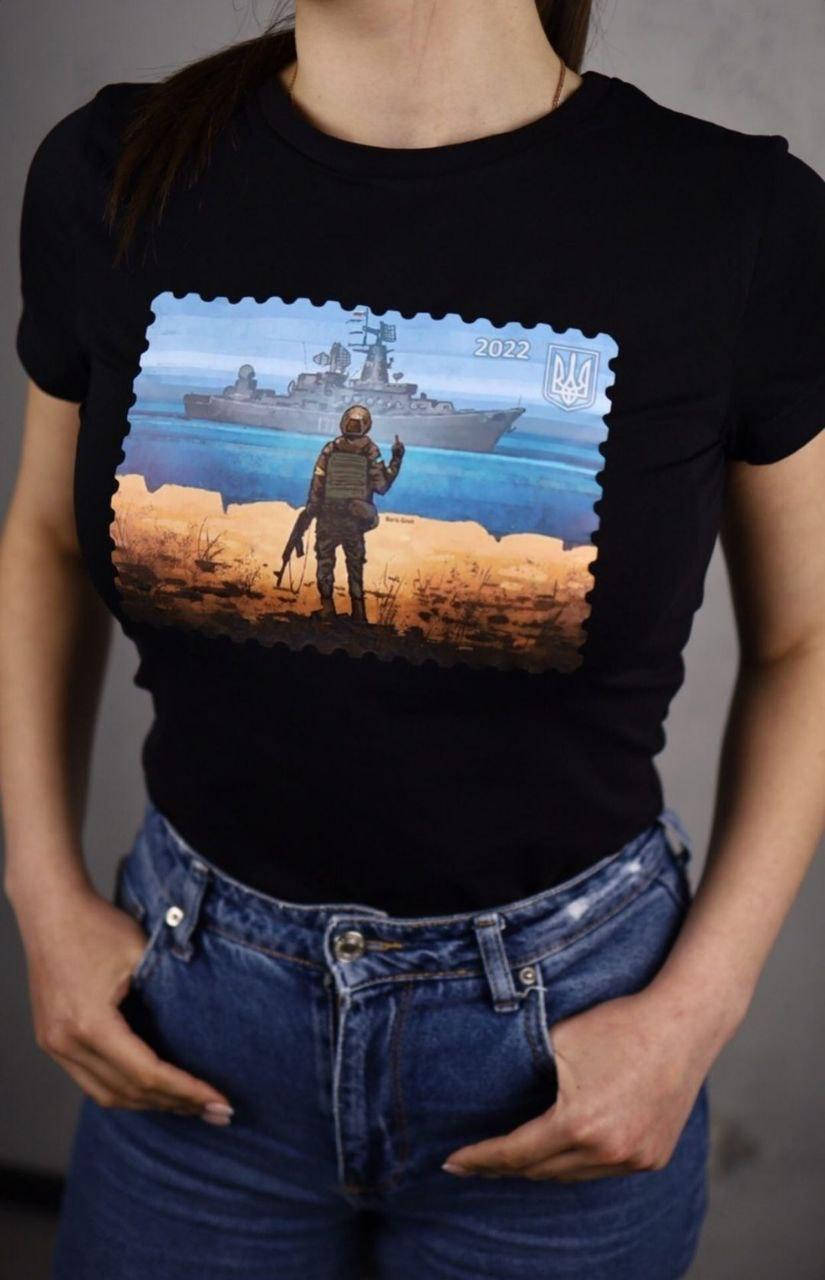 

Футболка женская с маркой военного корабля, Черный