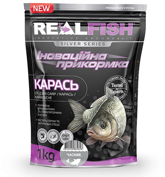 

Прикормка REAL FISH Карась (чеснок) 1кг.