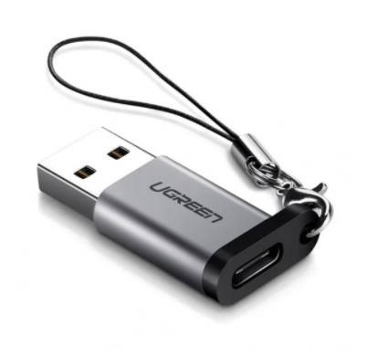 

Адаптер Ugreen USB 3.0 to Type-C с карабином Space Gray (US276), Темно-серый