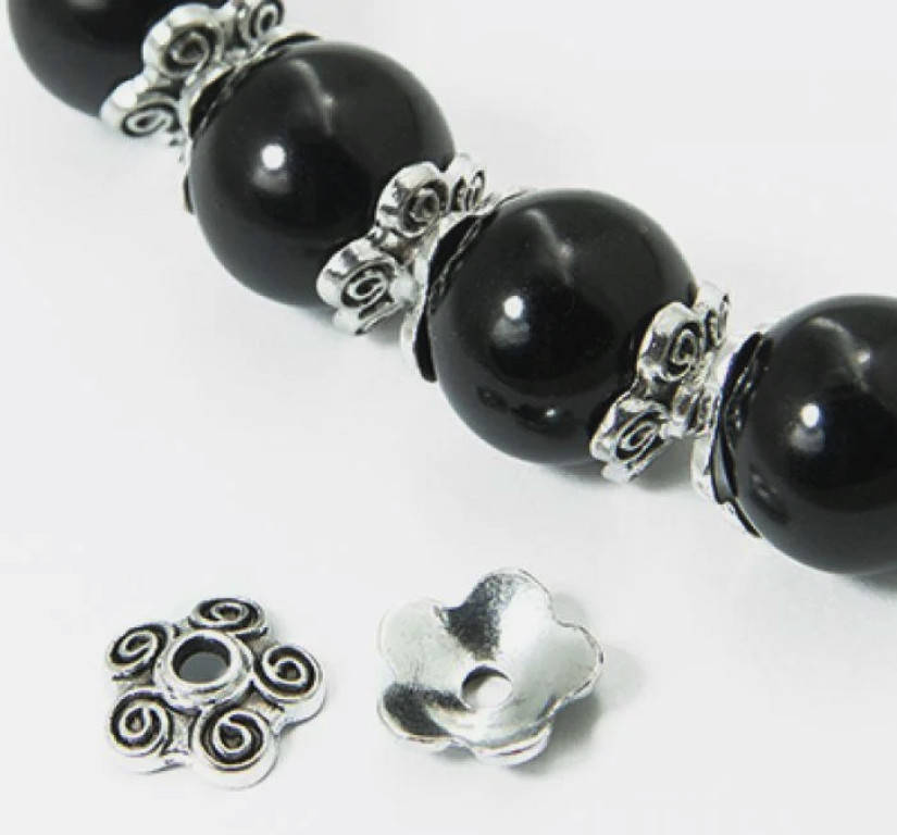 

Обниматель шапочка Цветок 9 серебро античное 10х4 мм