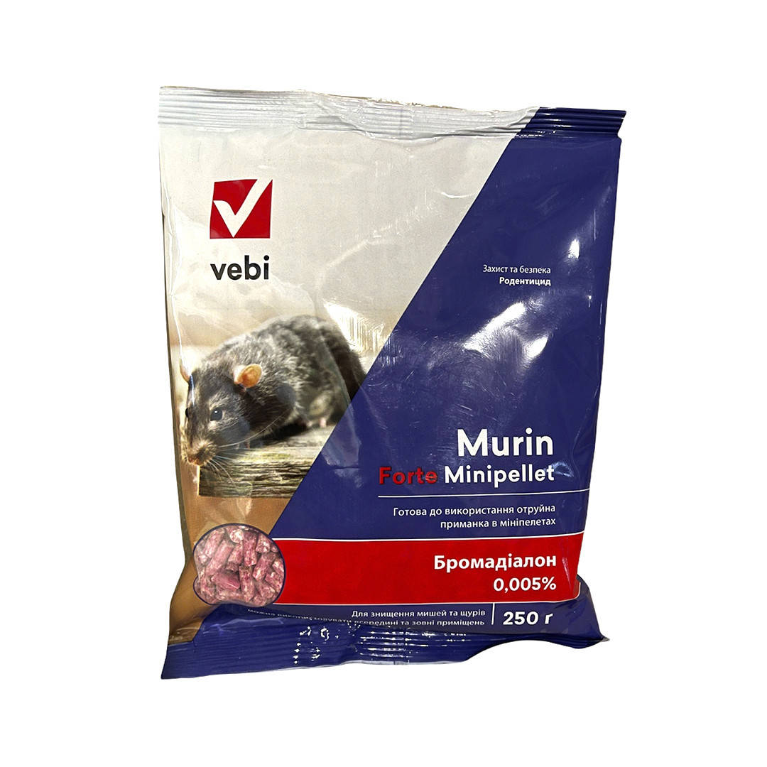 

Родентицид Мурин Форте минипеллеты от крыс и мышей, Vebi 250 г
