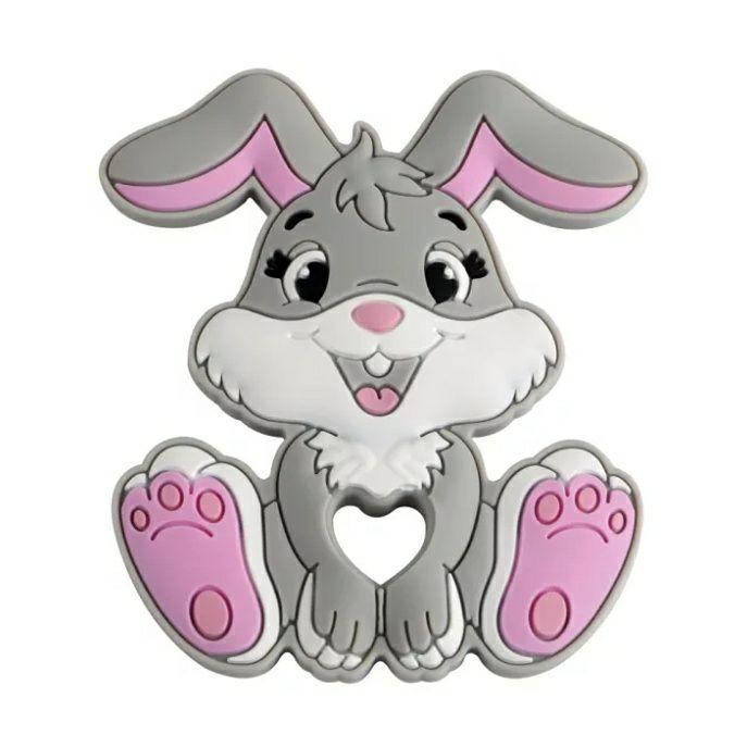 

Кролик Ушастик грызунок силиконовый Серый светлый