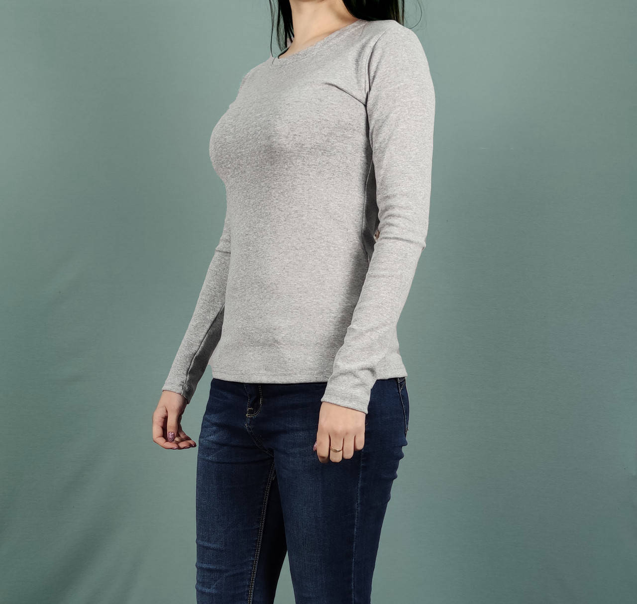 

Лонгслив Женский серый меланж