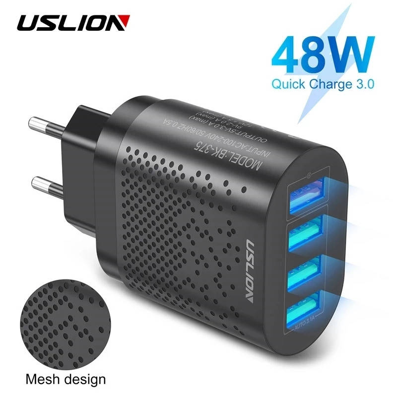 

Сетевое зарядное устройство USLION BK-375 QC 3.0 48 Вт (Черный)