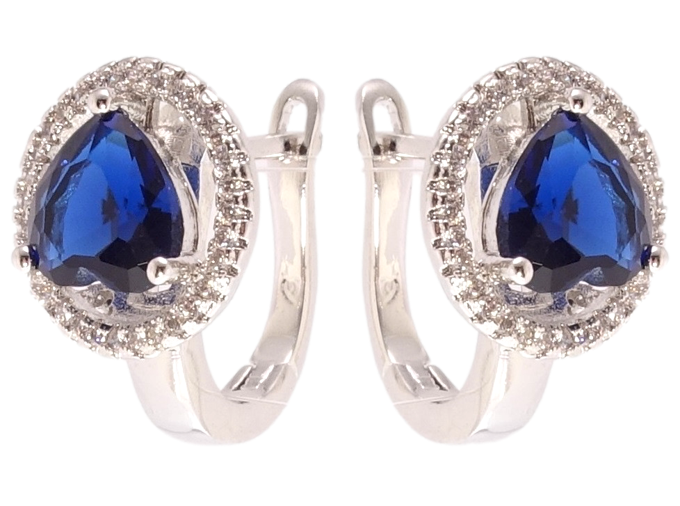 

Серьги Xuping Родий английский замок "Сердечки синие фианиты"