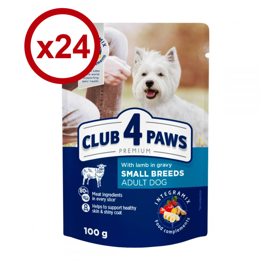 

«Клуб 4 лапы» паучи 100г*24шт для собак малых пород с ягненком в соусе