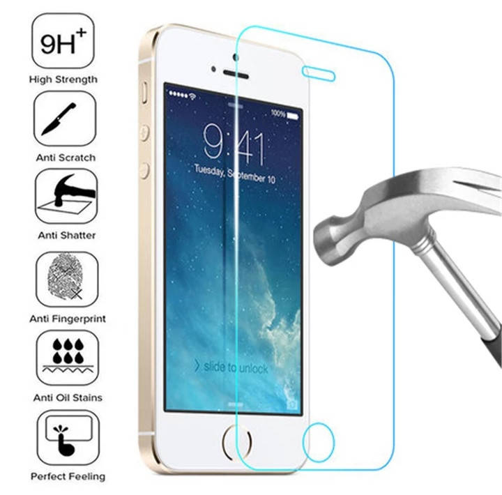 

Загартоване захисне скло на Iphone 5SE 100% покриття Прозоре