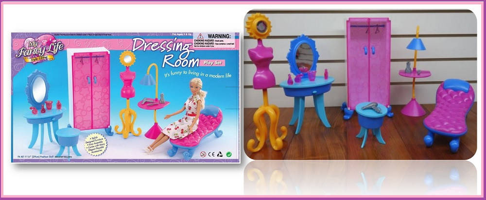 

Дитяча іграшка Меблі для ляльки Gloria 2909 , шафа,трюмо,стілецьк,софа,манекен в кор,39*19*7,5 см sale