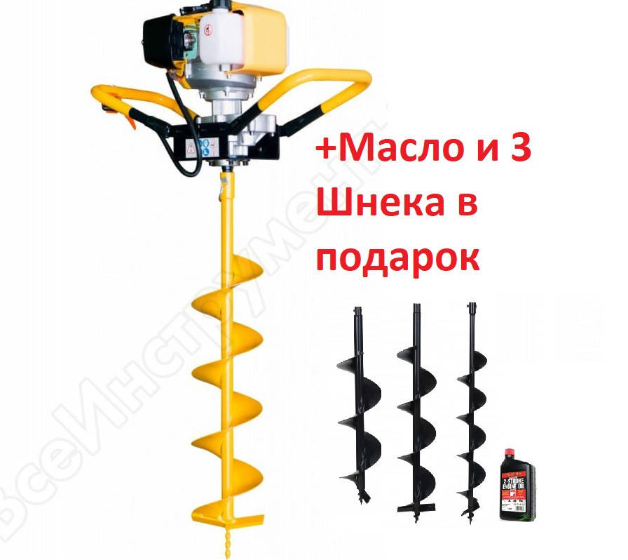 

Мотобур( 3 шнека і масло комплекті 150-200-250мм) 5200Вт Stem
