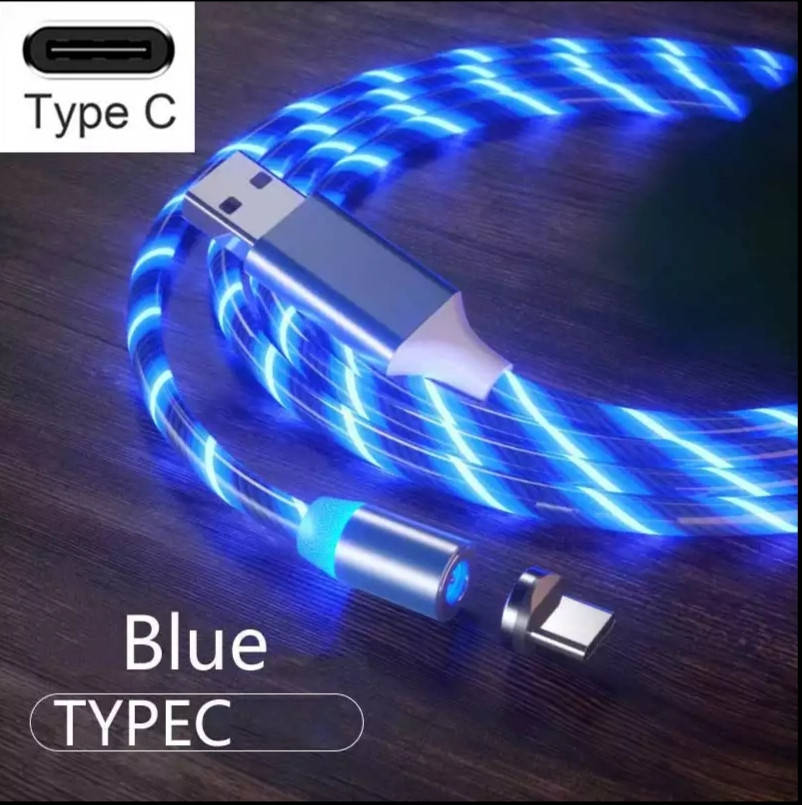 

Магнитный светящийся кабель USB для зарядки телефона Type-C с подсветкой LED синий - Круто выглядит!!!